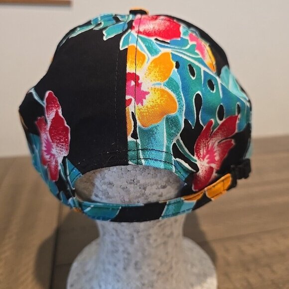 Vtg 80s 90s Rope Adjustable Hat Cap Floral Black Automated Process Equipment - Picture 3 of 7